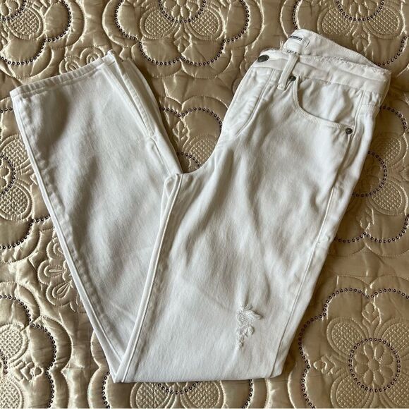 Good American Good Boy White Distressed Straight Jeans Size 2/26 - Picture 10 of 12